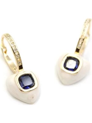 Mineli Kalp Küpe - Mavi