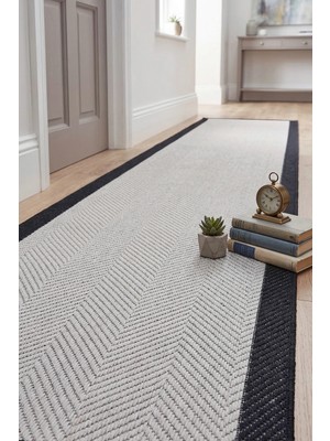 Melaris Halı Yeni Nesil Çerçeveli Sisal Yolluk Yumuşak Dokuma Kilim Kaymaz Pamuk Taban Bordürlü Halı