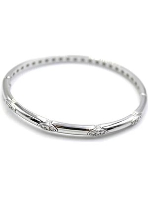 Taşlı Vip Bilezik - Gümüş