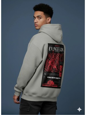 Lenithra Evangelion Sırt Baskılı Unisex Oversize Hoodie