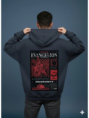 Lenithra Evangelion Sırt Baskılı Unisex Oversize Hoodie