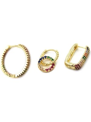 3'lü Halka Küpe - Altın