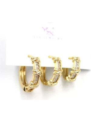 3'lü Xox Halka Küpe - Altın