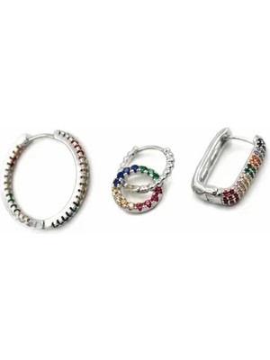 3'lü Halka Küpe - Gümüş