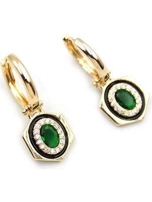 Taşlı Küpe - Yeşil