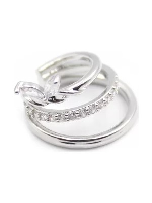 Taşlı Kıkırdak Küpe - Gümüş