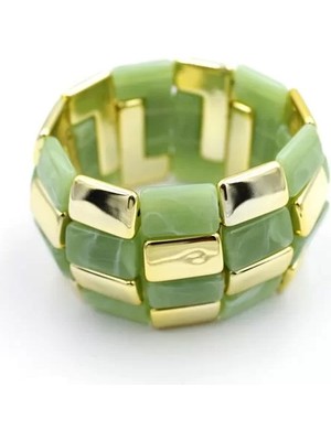 Lastikli Taşlı Bilezik - Yeşil