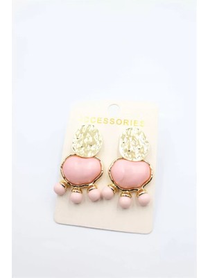 Taşlı Küpe - Pembe