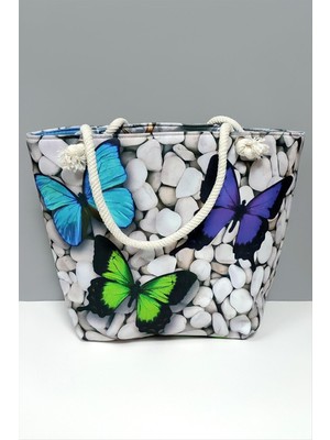 DS LLC Kelebek Desenli Plaj Çantası DLLSRSBJ34