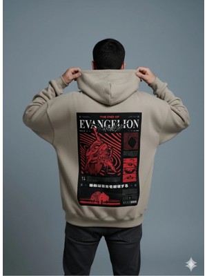 Lenithra Evangelion Sırt Baskılı Unisex Oversize Hoodie