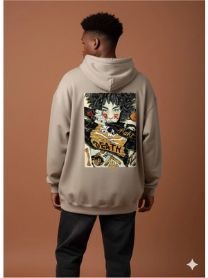 Lenithra Death Sırt Baskılı Unisex Oversize Hoodie