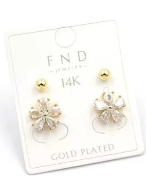 Çoklu Çiçek Küpe - Altın