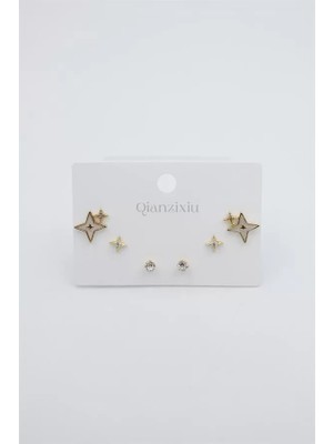 Çoklu Set Küpe - Altın