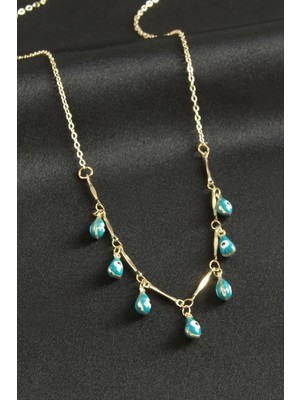 DS LLC Damla Nazarlı Mineli Kolye DLLSRSBJ34