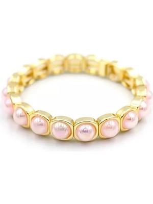 Lastikli Taşlı Bileklik - Pembe