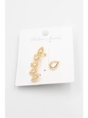 Taşlı Kıkırdak Küpe - Altın