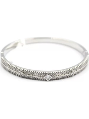 Zirkon Taşlı Bilezik - Gümüş