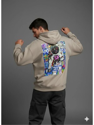 Lenithra Astronot Pop Art Sırt Baskılı Unisex Oversize Hoodie