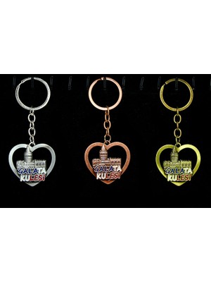 Ethab Ticaret Metal Galata Kulesi Anahtarlık Kalp Tasarımlı