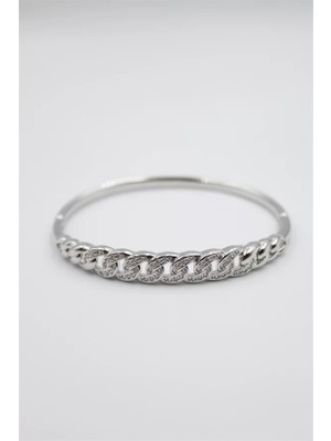 Taşlı Vip Bilezik - Gümüş