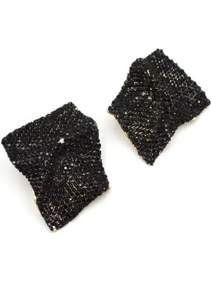 Taşlı Küpe - Siyah