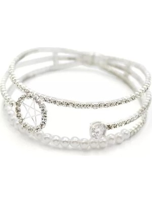 Incili Su Yolu Bileklik - Gümüş