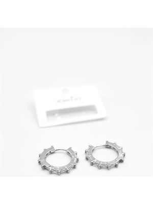 Baget Taşlı Küpe - Gümüş