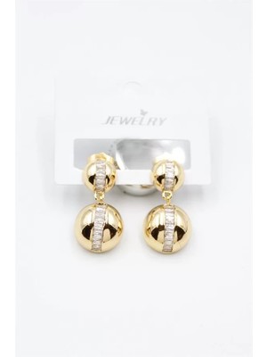 Baget Taşlı Küpe - Altın