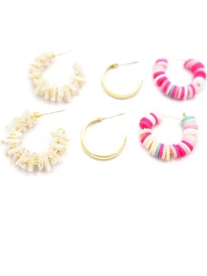 Kristal Boncuklu Küpe - Krem