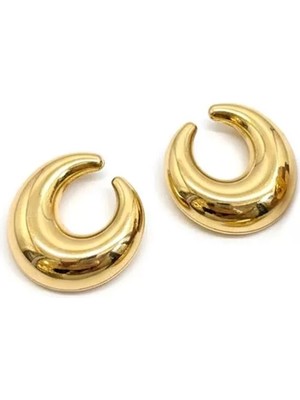 Metal Hilal Küpe - Altın