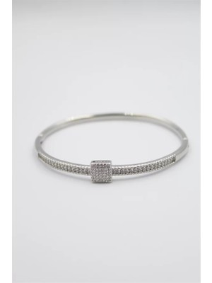Taşlı Vip Bilezik - Gümüş