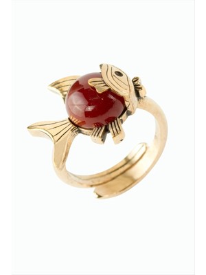 DS LLC Balık Doğaltaşlı Otantik Yüzük DLLSRSBJ34