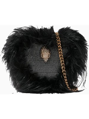 Kurt Geiger Kensington Heart Faux Fur Kadın Çapraz Çanta