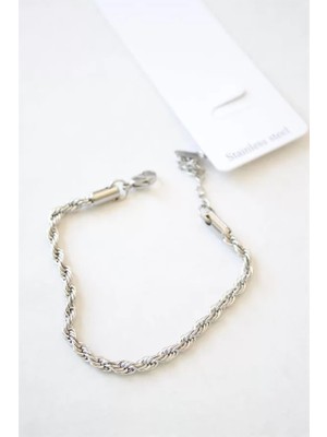 Burgu Çelik Bileklik 3mm - Gümüş