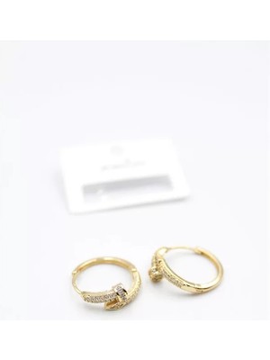 Taşlı Çivi Küpe - Altın