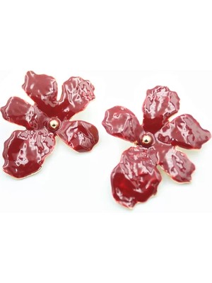Çiçek Küpe - Bordo