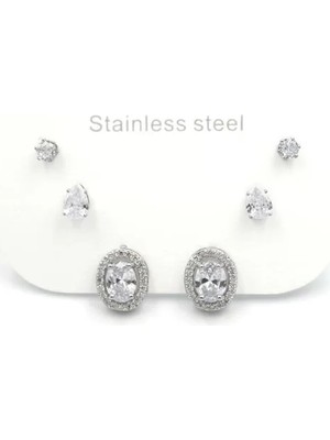 Çoklu Taşlı Küpe - Gümüş