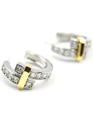 Taşlı Halka Küpe - Gümüş