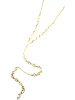 Damla Taşlı Y Kolye - Altın