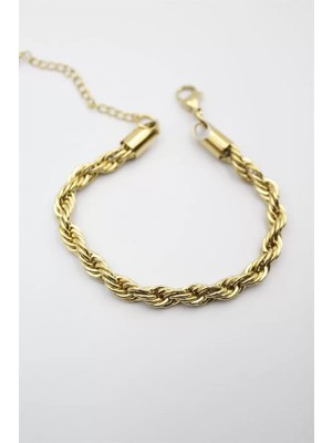 Burgu Çelik Bileklik 4mm - Altın