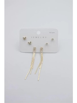 Çoklu Set Küpe - Altın