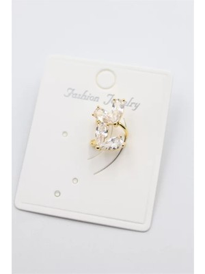 Taşlı Kıkırdak Küpe - Altın