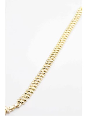 Taşlı Vip Bileklik - Altın