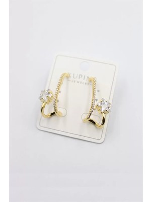 Taşlı Halka Küpe - Altın