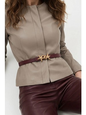 Milleniva Deniz Yıldızı Gold Tokalı Bordo Kadın Bel Kemeri