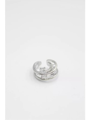 Taşlı Kıkırdak Küpe - Gümüş