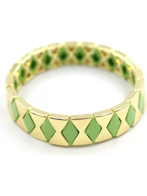 Lastikli Porselen Bilezik - Yeşil