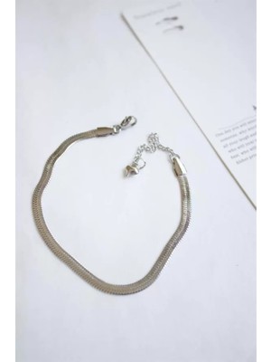 Çelik Italyan Zincir Bileklik - Gümüş