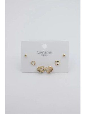 Çoklu Set Küpe - Altın