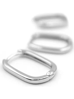 3'lü Taşsız Oval Halka Küpe - Gümüş